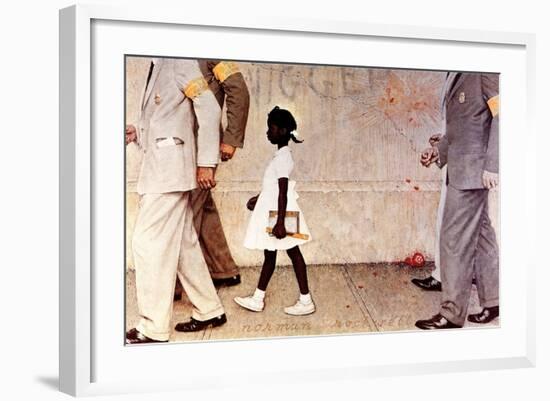 The Problem We All Live With (or Walking to School--Schoolgirl with U.S. Marshals)-Norman Rockwell-Framed Giclee Print