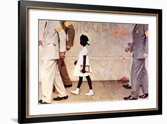 The Problem We All Live With (or Walking to School--Schoolgirl with U.S. Marshals)-Norman Rockwell-Framed Giclee Print