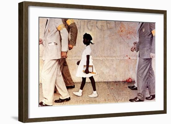 The Problem We All Live With (or Walking to School--Schoolgirl with U.S. Marshals)-Norman Rockwell-Framed Giclee Print