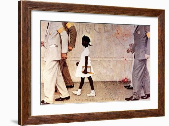 The Problem We All Live With (or Walking to School--Schoolgirl with U.S. Marshals)-Norman Rockwell-Framed Giclee Print