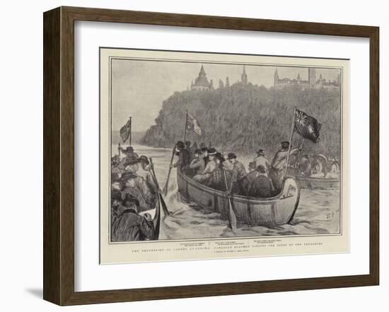 The Procession of Canoes at Ottawa, Canadian Boatmen Singing Old Songs of the Voyageurs-Sydney Prior Hall-Framed Giclee Print