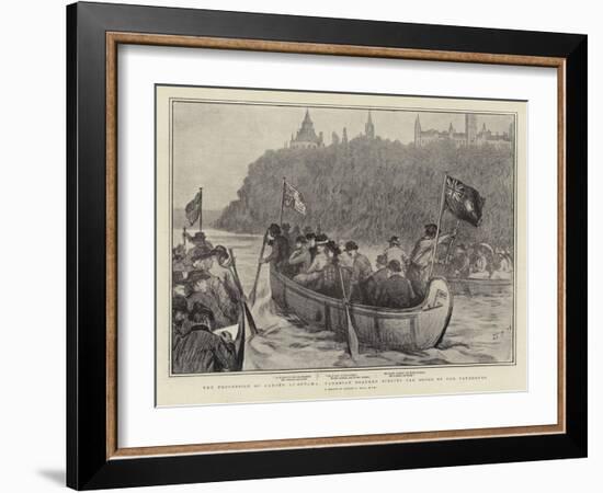 The Procession of Canoes at Ottawa, Canadian Boatmen Singing Old Songs of the Voyageurs-Sydney Prior Hall-Framed Giclee Print