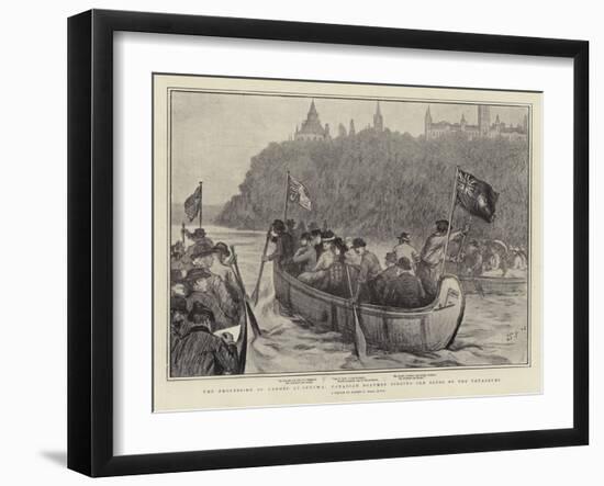 The Procession of Canoes at Ottawa, Canadian Boatmen Singing Old Songs of the Voyageurs-Sydney Prior Hall-Framed Giclee Print