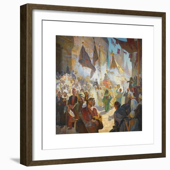 The Procession of the Mahmal Through the Streets of Cairo-Ludwig Deutsch-Framed Premium Giclee Print