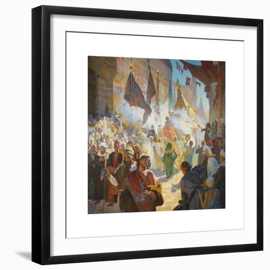 The Procession of the Mahmal Through the Streets of Cairo-Ludwig Deutsch-Framed Premium Giclee Print