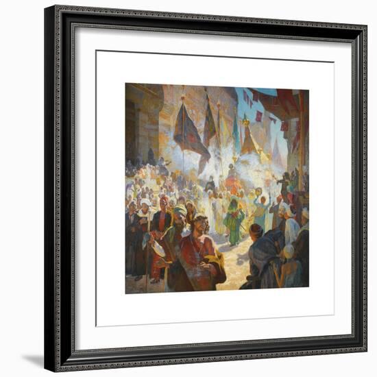 The Procession of the Mahmal Through the Streets of Cairo-Ludwig Deutsch-Framed Premium Giclee Print