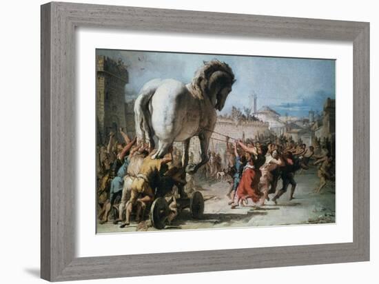 The Procession of the Trojan Horse into Troy, C1760-Giovanni Battista Tiepolo-Framed Giclee Print