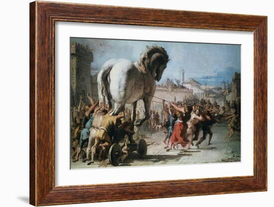 The Procession of the Trojan Horse into Troy, C1760-Giovanni Battista Tiepolo-Framed Giclee Print