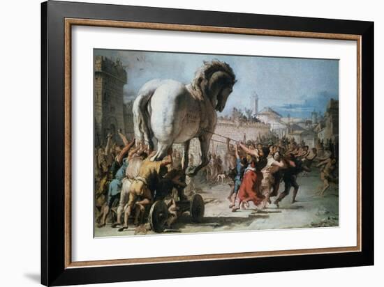 The Procession of the Trojan Horse into Troy, C1760-Giovanni Battista Tiepolo-Framed Giclee Print