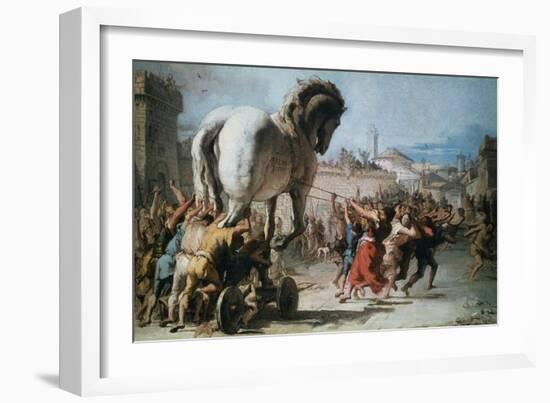 The Procession of the Trojan Horse into Troy, C1760-Giovanni Battista Tiepolo-Framed Giclee Print