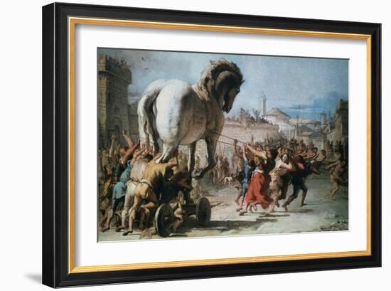 The Procession of the Trojan Horse into Troy, C1760-Giovanni Battista Tiepolo-Framed Giclee Print