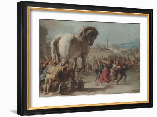 The Procession of the Trojan Horse into Troy, Ca 1760-Giandomenico Tiepolo-Framed Giclee Print