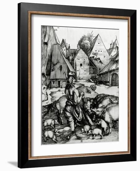 The Prodigal Son, 1496 (Engraving)-Albrecht Dürer-Framed Giclee Print