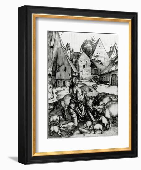 The Prodigal Son, 1496 (Engraving)-Albrecht Dürer-Framed Giclee Print