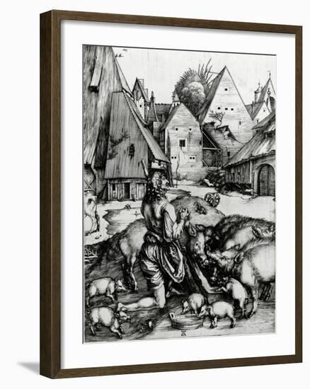 The Prodigal Son, 1496 (Engraving)-Albrecht Dürer-Framed Giclee Print