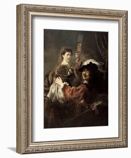 The Prodigal Son in the Tavern' (Rembrandt and Saski), C1635-Rembrandt van Rijn-Framed Giclee Print