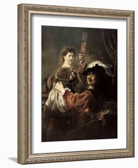 The Prodigal Son in the Tavern' (Rembrandt and Saski), C1635-Rembrandt van Rijn-Framed Giclee Print