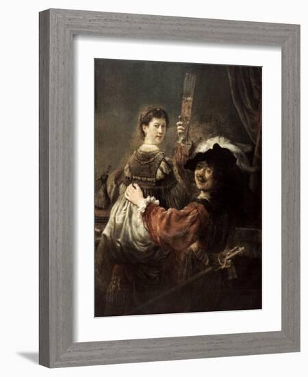 The Prodigal Son in the Tavern' (Rembrandt and Saski), C1635-Rembrandt van Rijn-Framed Giclee Print