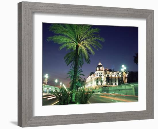 The Promenade Des Anglais and Hotel Negresco at Night, Nice, Alpes Maritimes, Mediterranean, France-Ruth Tomlinson-Framed Photographic Print