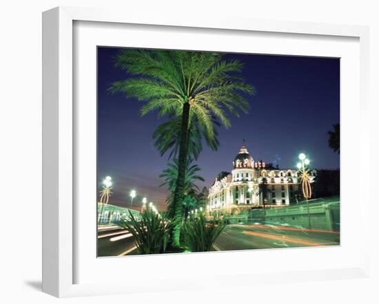 The Promenade Des Anglais and Hotel Negresco at Night, Nice, Alpes Maritimes, Mediterranean, France-Ruth Tomlinson-Framed Photographic Print