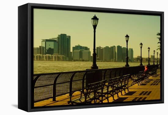 The Promenade in Lower Manhattan with New Jersey.-Sabine Jacobs-Framed Premier Image Canvas