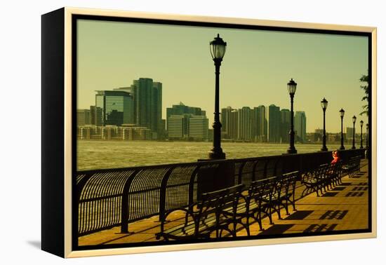 The Promenade in Lower Manhattan with New Jersey.-Sabine Jacobs-Framed Premier Image Canvas