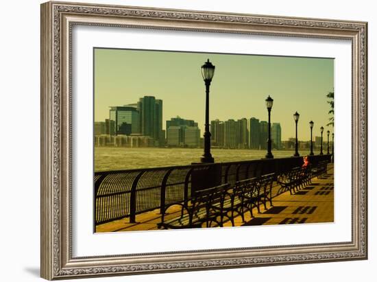 The Promenade in Lower Manhattan with New Jersey.-Sabine Jacobs-Framed Photographic Print