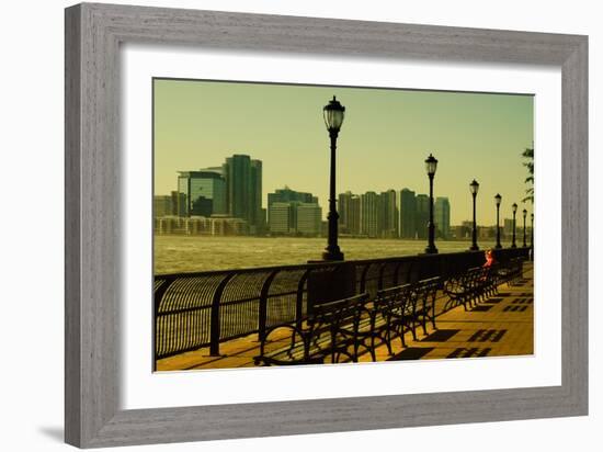 The Promenade in Lower Manhattan with New Jersey.-Sabine Jacobs-Framed Photographic Print