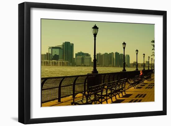 The Promenade in Lower Manhattan with New Jersey.-Sabine Jacobs-Framed Photographic Print