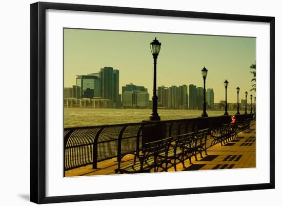 The Promenade in Lower Manhattan with New Jersey.-Sabine Jacobs-Framed Photographic Print