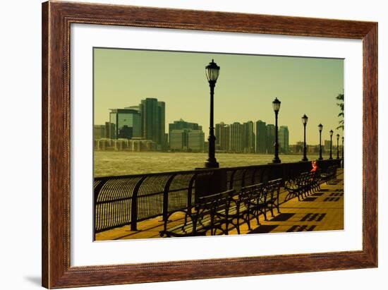 The Promenade in Lower Manhattan with New Jersey.-Sabine Jacobs-Framed Photographic Print