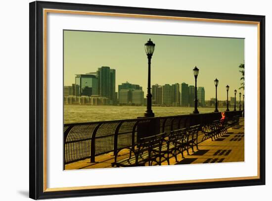 The Promenade in Lower Manhattan with New Jersey.-Sabine Jacobs-Framed Photographic Print