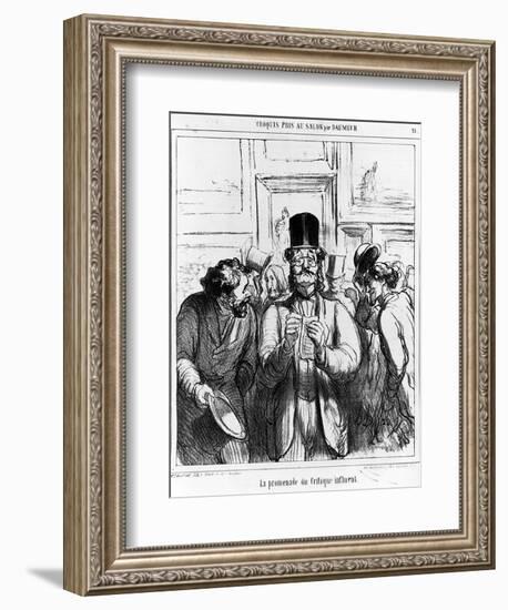 The Promenade of the Influential Critic', Cartoon from 'Charivari' Magazine, 24 June, 1865 (Litho)-Honore Daumier-Framed Giclee Print