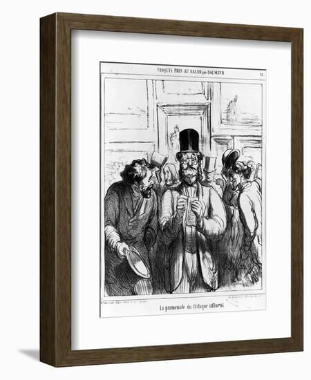 The Promenade of the Influential Critic', Cartoon from 'Charivari' Magazine, 24 June, 1865 (Litho)-Honore Daumier-Framed Giclee Print