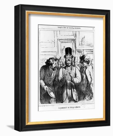 The Promenade of the Influential Critic', Cartoon from 'Charivari' Magazine, 24 June, 1865 (Litho)-Honore Daumier-Framed Giclee Print