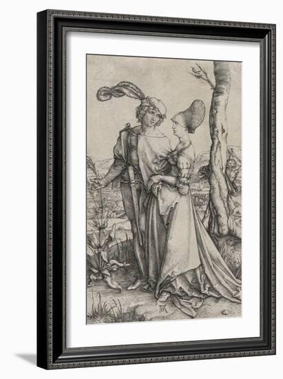 The Promenade or Young Couple Threatened by Death, C.1498 (Engraving on Laid Paper)-Albrecht Dürer or Duerer-Framed Giclee Print