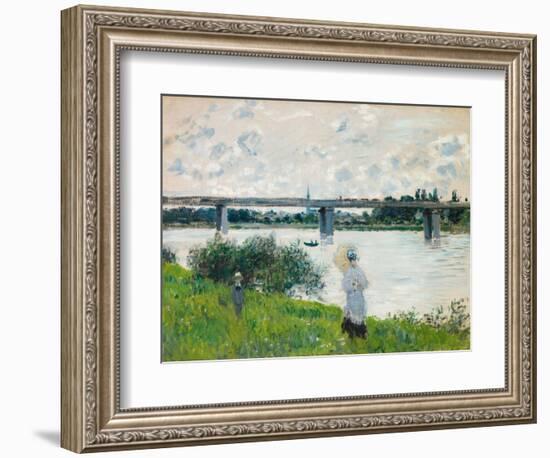 The Promenade with the Railroad Bridge, Argenteuil, 1874-Claude Monet-Framed Giclee Print