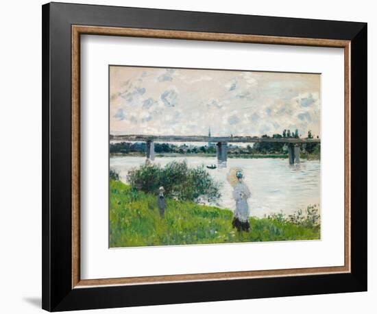 The Promenade with the Railroad Bridge, Argenteuil, 1874-Claude Monet-Framed Giclee Print