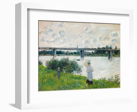 The Promenade with the Railroad Bridge, Argenteuil, 1874-Claude Monet-Framed Giclee Print