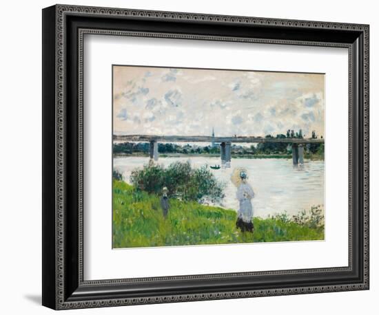 The Promenade with the Railroad Bridge, Argenteuil, 1874-Claude Monet-Framed Giclee Print