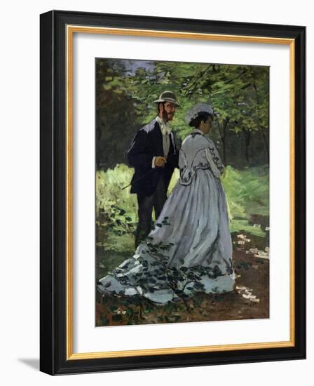 The Promenaders, or Bazille and Camille, 1865-Claude Monet-Framed Giclee Print