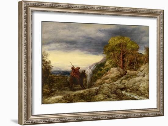 The Prophet Balaam and the Angel, 1859 (Oil on Paper, Laid down on Canvas)-John Linnell-Framed Giclee Print