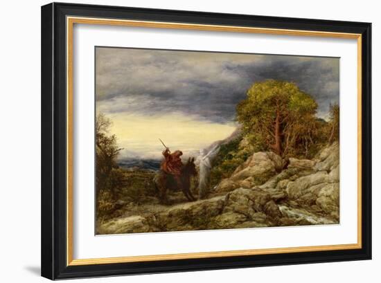 The Prophet Balaam and the Angel, 1859 (Oil on Paper, Laid down on Canvas)-John Linnell-Framed Giclee Print