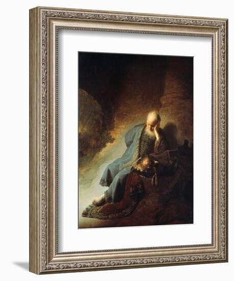 The Prophet Jeremiah Mourning over the Destruction of Jerusalem, 1630-Rembrandt van Rijn-Framed Giclee Print