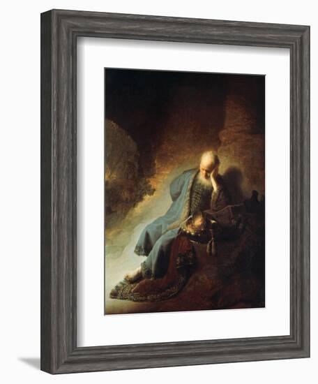 The Prophet Jeremiah Mourning over the Destruction of Jerusalem, 1630-Rembrandt van Rijn-Framed Giclee Print