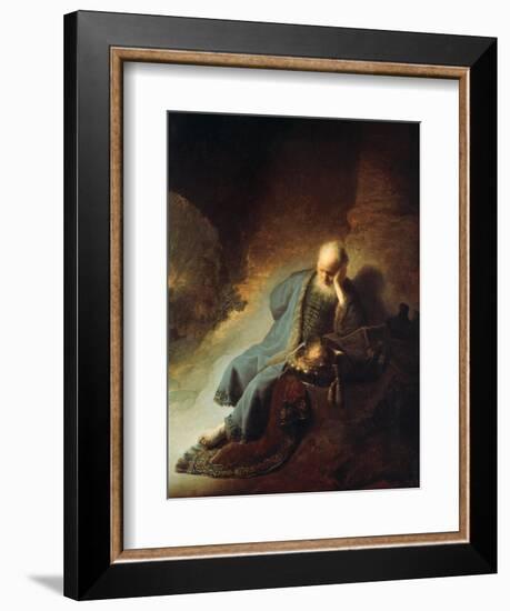 The Prophet Jeremiah Mourning over the Destruction of Jerusalem, 1630-Rembrandt van Rijn-Framed Giclee Print