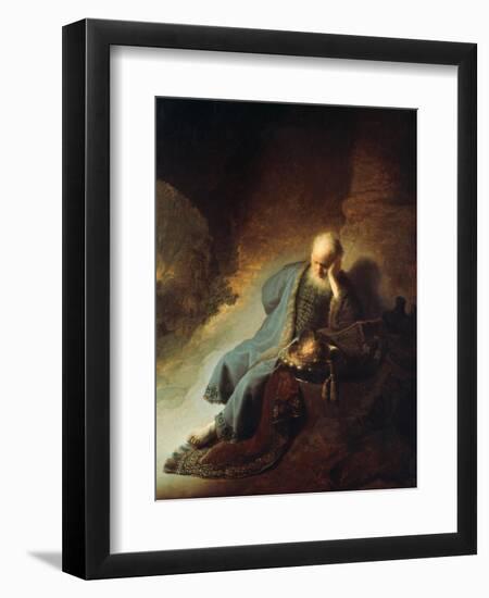 The Prophet Jeremiah Mourning over the Destruction of Jerusalem, 1630-Rembrandt van Rijn-Framed Giclee Print