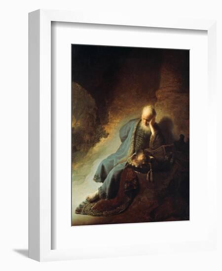 The Prophet Jeremiah Mourning over the Destruction of Jerusalem, 1630-Rembrandt van Rijn-Framed Giclee Print