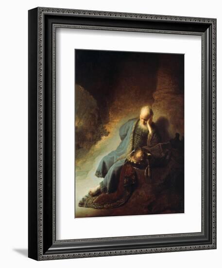 The Prophet Jeremiah Mourning over the Destruction of Jerusalem, 1630-Rembrandt van Rijn-Framed Giclee Print