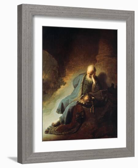 The Prophet Jeremiah Mourning over the Destruction of Jerusalem, 1630-Rembrandt van Rijn-Framed Giclee Print